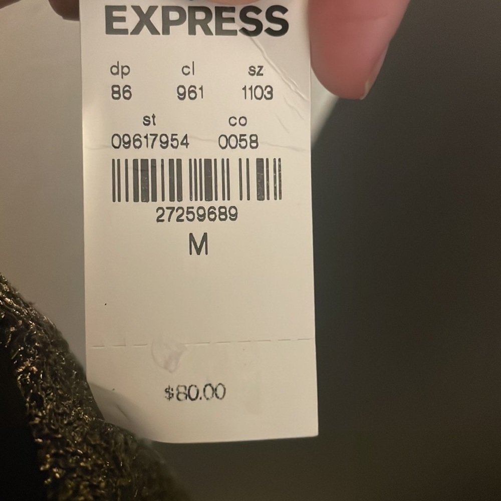 NWT Express Metallic Black/Gold Shimmer crew neck sweatershirt - Picture 7 of 11